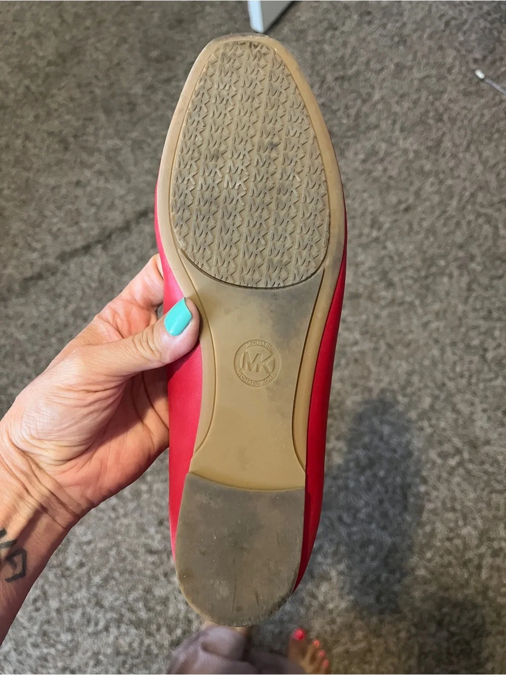 Michael Kors Red Leather Bow Ballet Flats